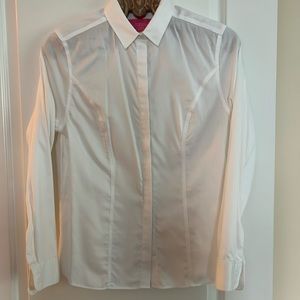 White fitted blouse with princess seams